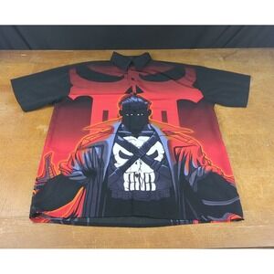 Vintage 2001 Marvel Punisher Button Up‎ Short Sleeve Shirt Y2K Sz M